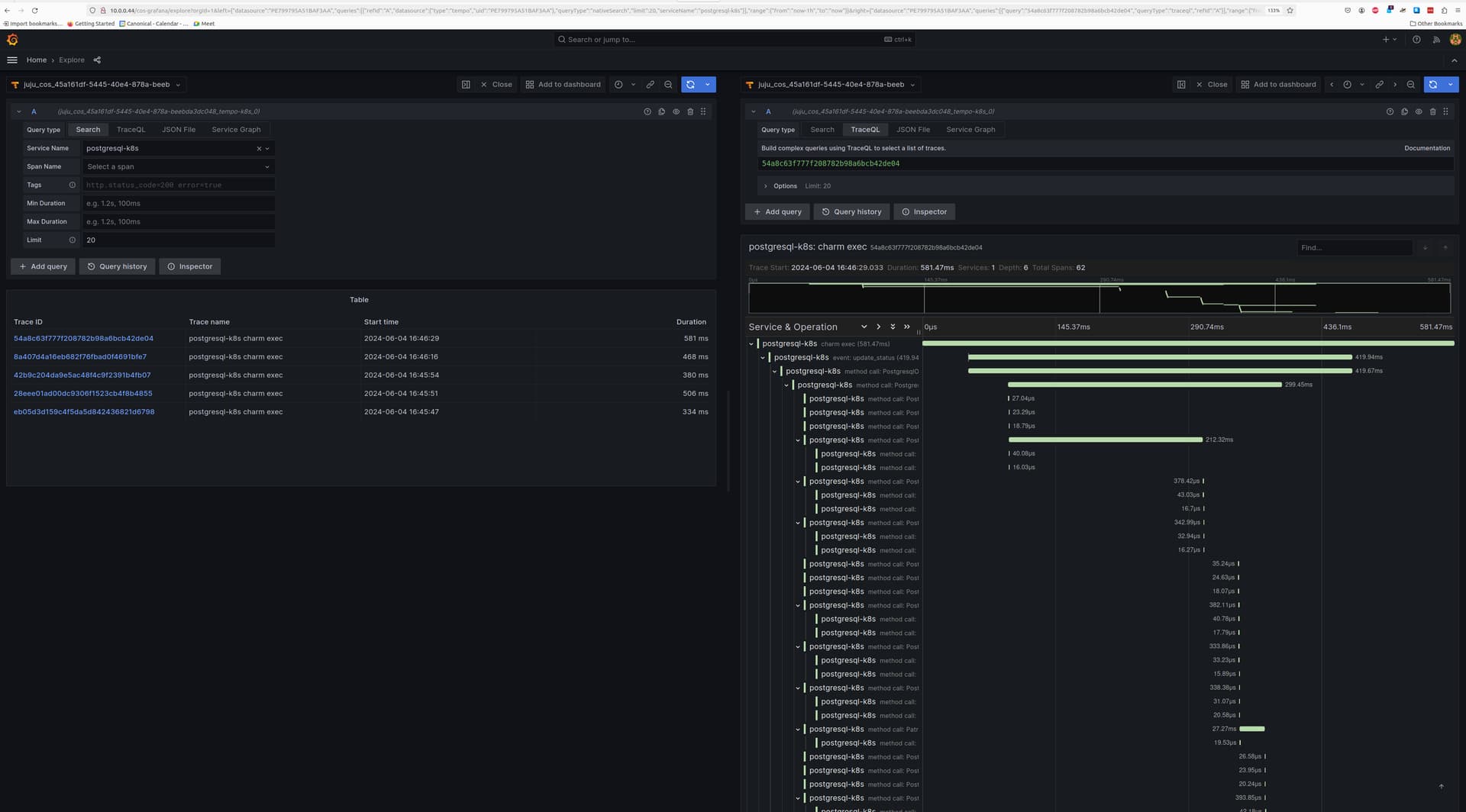 Example PostgreSQL trace with Grafana Tempo|690x382